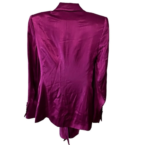 ZARA SATIN BLAZER WITH BUILT IN TIE SASH SIZE S PINK/ FUCHSIA FEMININE ROMANTIC - Picture 6 of 16